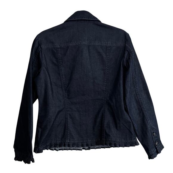 CHICO's PLATINUM Ruffle Trim Women's Denim Jacket Size 1 (US M) - Picture 3 of 5